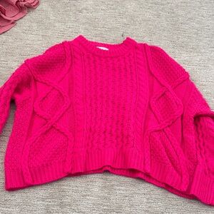 Women's Pink Cable Knit Sweater